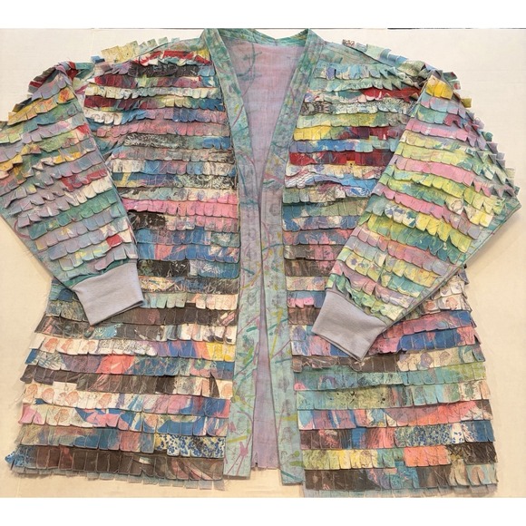 Handmade Jackets & Blazers - Hand Painted Art to Wear Jacket Wearable Art OOAK Fiber Art Handmade Boho Coat
